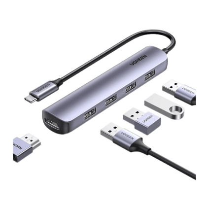 قیمت خرید فروش  UGREEN 5-In-1 Multifunction Adapter USB-C to HDMI + 4xUSB 3.0 CM417 20197