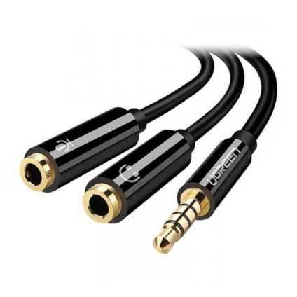 قیمت خرید فروش  UGREEN TRRS to 2xTRS Audio Cable 20cm Black AV141