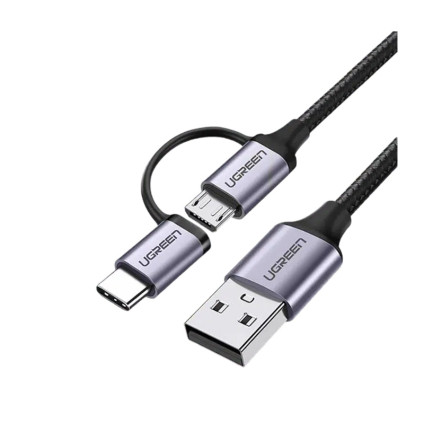 قیمت خرید فروش  UGREEN USB 2.0 A Male to Micro USB + USB-C Male 3A Data Cable Black 1m US177 30875