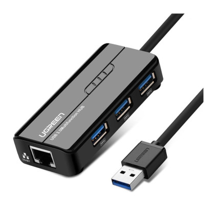 قیمت خرید فروش  UGREEN USB 3.0 Hub with Gigabit Ethernet Adapter Black 20265