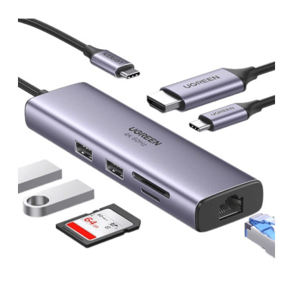 قیمت خرید فروش  UGREEN USB-C to 2xUSB 3.0 7-in-1 Multifunction Adapter CM512 60515