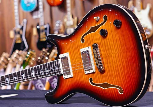 prs-se-hollowbody-ii-tricolor-sunburst گیتار هالوبادی پی آر اس PRS SE Hollowbody II Tricolor Sunburst