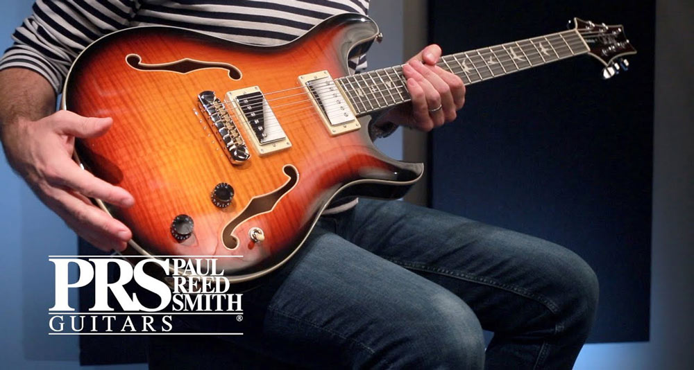 prs-se-hollowbody-ii-tricolor-sunburst گیتار هالوبادی پی آر اس PRS SE Hollowbody II Tri Color Sunburst